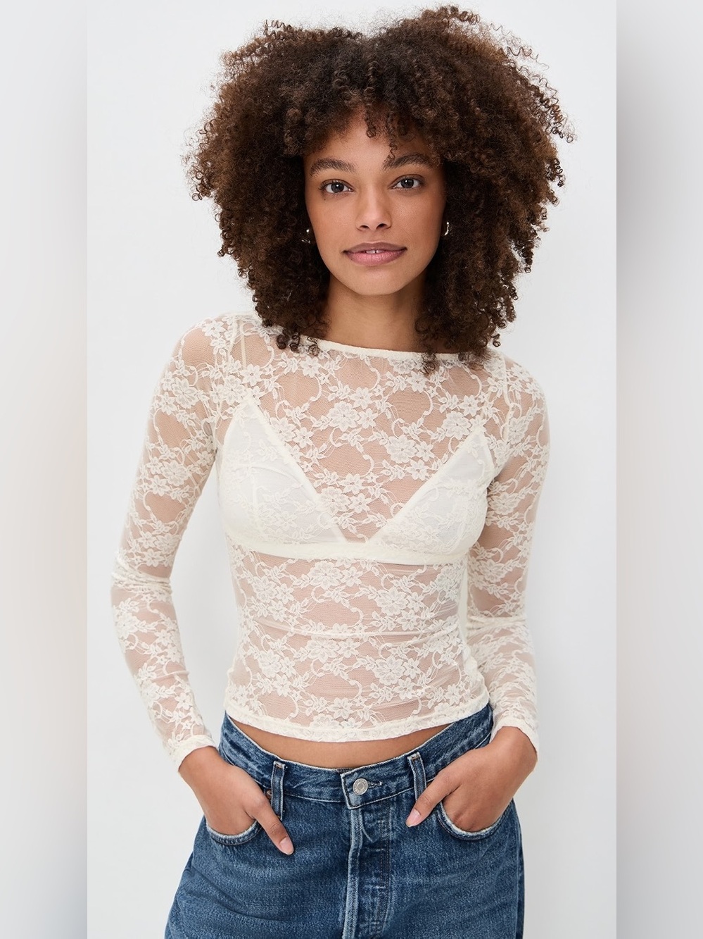 Reformation Adriano Lace Knit Top